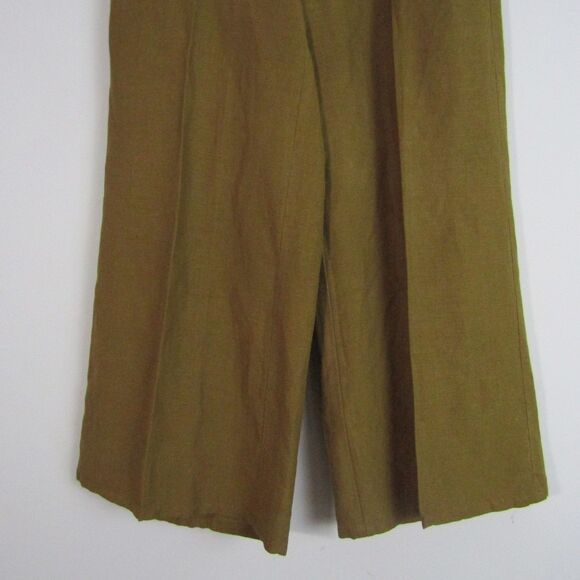 J Jill Pants 12 Green Linen Blend Wide Leg Lagenlook Boho Casual Coastal - Picture 3 of 13